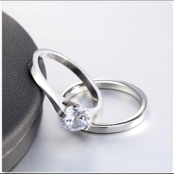 0.5-2Ct VVS CZ Set Wedding Ring 316L Stainless Steel - Picture 5 of 16